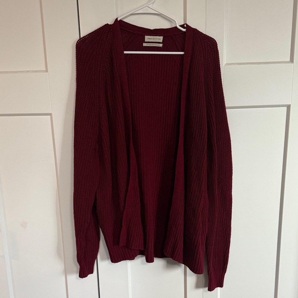 Urban Outfitters Burgundy Open-Front Cardigan